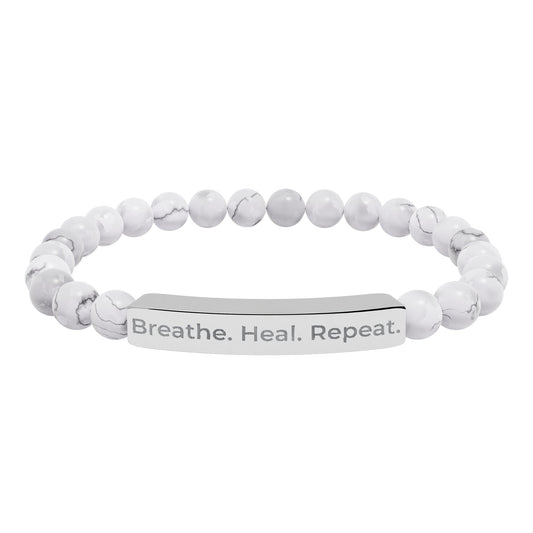 Stretch Bar Bracelet - Breathe Heal Repeat, Inspirational Message