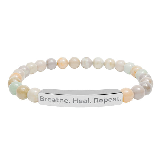 Stretch Bar Bracelet - Breathe Heal Repeat, Inspirational Message